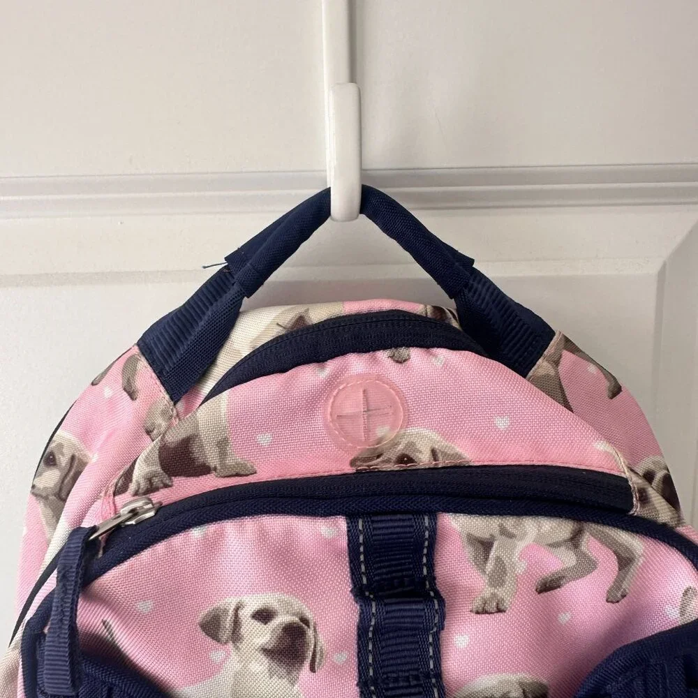 Pottery Barn Mackenzie Pink Navy Puppy Backpack 